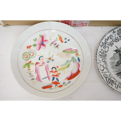 25 - Assorted 19th Century and later ceramics to include Victorian aesthetic movement dish and cover, pai... 