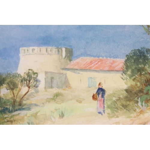 253 - John MacWhirter R.A. (1839 - 1911), Old Fort near Antibes, watercolour, signed ' MacW ' lower right,... 