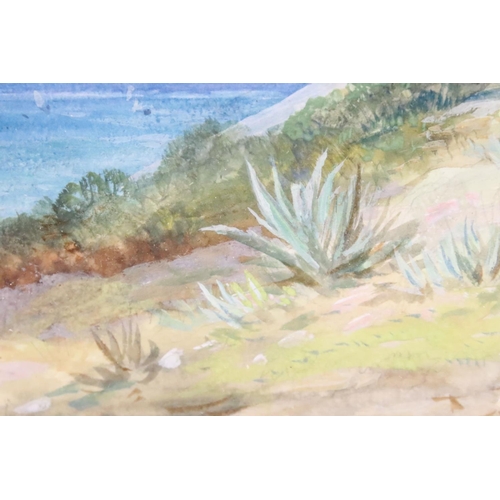 253 - John MacWhirter R.A. (1839 - 1911), Old Fort near Antibes, watercolour, signed ' MacW ' lower right,... 