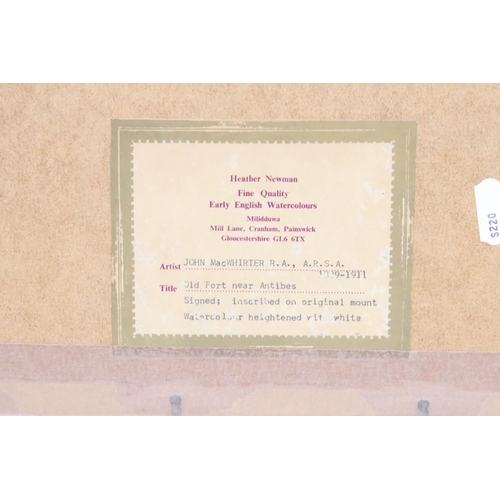 253 - John MacWhirter R.A. (1839 - 1911), Old Fort near Antibes, watercolour, signed ' MacW ' lower right,... 