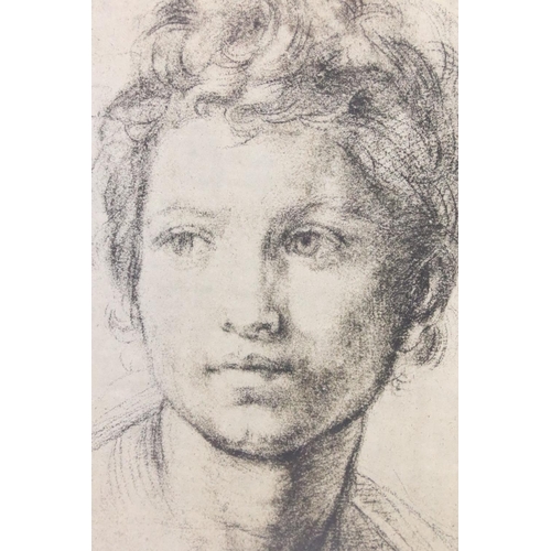 257 - After Andrea Del Sarto, Head of Saint John the Baptist, print, 24 x 17cm, gilt framed