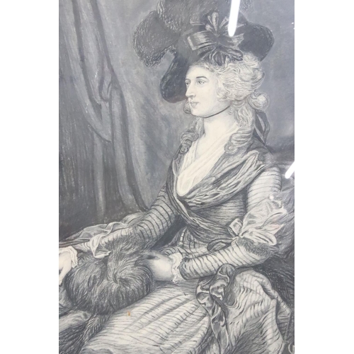 260 - After Thomas Gainsborough, ' Mrs Siddons ', three quarter length portrait of Sarah Siddons, charcoal... 