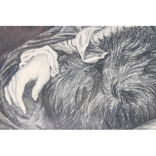 260 - After Thomas Gainsborough, ' Mrs Siddons ', three quarter length portrait of Sarah Siddons, charcoal... 