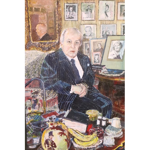 261 - 20th century, portrait of a seated gentleman, oil on canvas, 146 x 96.5cm, framed