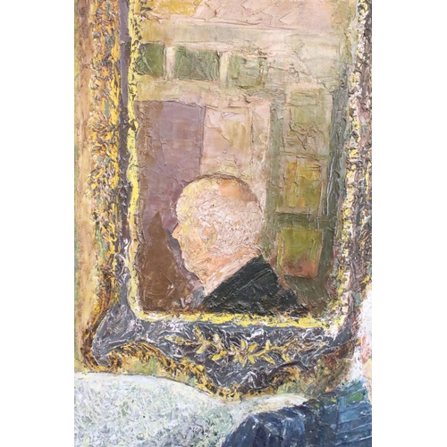 261 - 20th century, portrait of a seated gentleman, oil on canvas, 146 x 96.5cm, framed