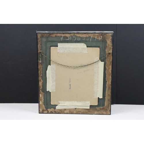 267 - A late 19th century picture frame, the stained rosewood outer case with glazed panel enclosing an or... 