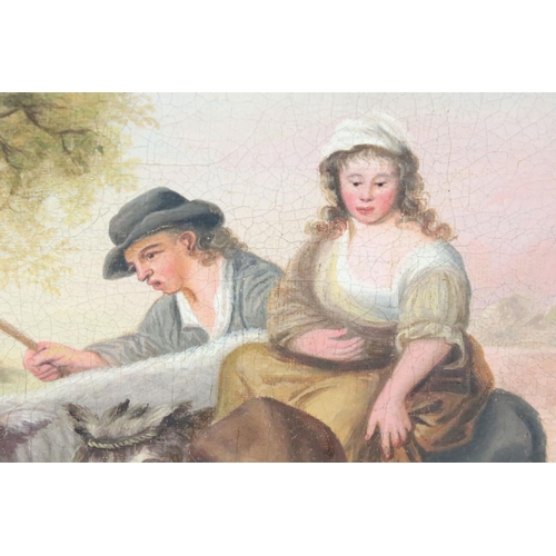 268 - Thomas Peat (active c. 1791–1831), couple with donkey, cattle, sheep, goats and dogs, oil on canvas,... 