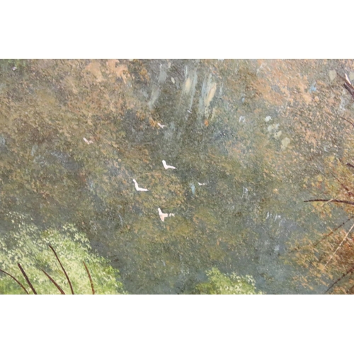 269 - English School, figures by a bridge amongst the trees, frame inscribed ' Snuff Mill Bridge, Stapleto... 