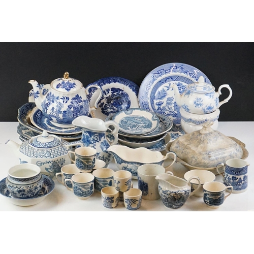 37 - Collection of 19th Century and later blue and white ceramics to include Mason's, Johnson Brothers, C... 