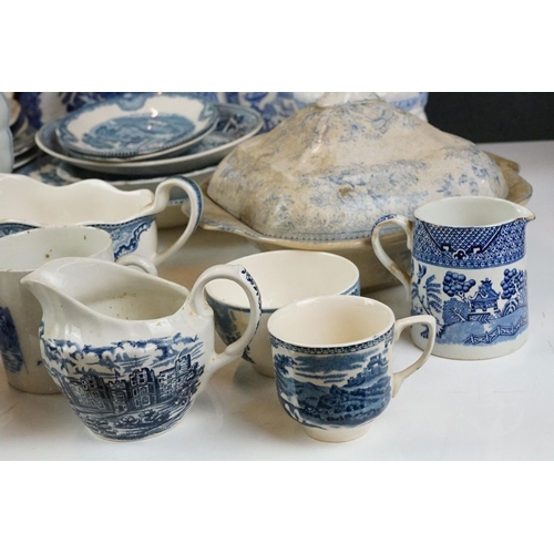 37 - Collection of 19th Century and later blue and white ceramics to include Mason's, Johnson Brothers, C... 