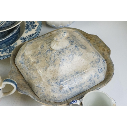 37 - Collection of 19th Century and later blue and white ceramics to include Mason's, Johnson Brothers, C... 