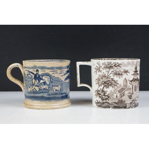 50 - Collection of 19th Century Victorian ceramic mugs to include lustre, souvenir (Glastonbury abbey) st... 