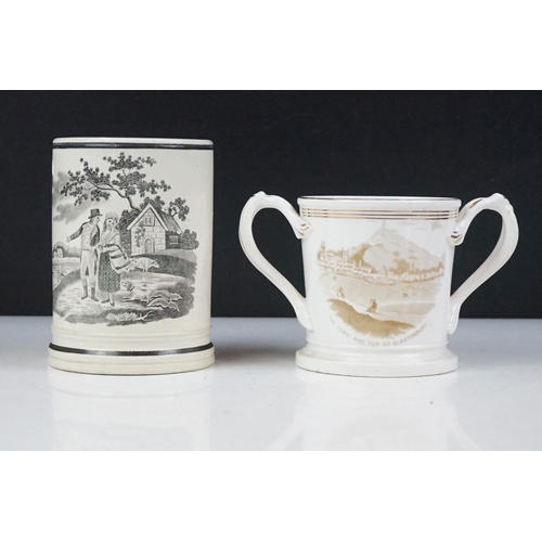 50 - Collection of 19th Century Victorian ceramic mugs to include lustre, souvenir (Glastonbury abbey) st... 