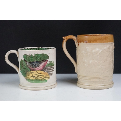 50 - Collection of 19th Century Victorian ceramic mugs to include lustre, souvenir (Glastonbury abbey) st... 