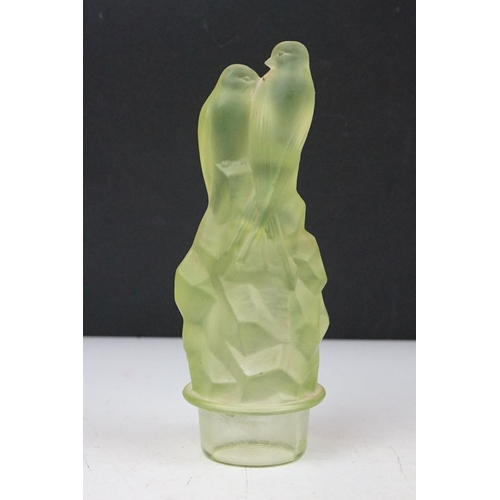55 - 20th Century glass to include Art Deco pressed glass bird figural lid, mid Century poodle dog figuri... 