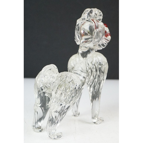 55 - 20th Century glass to include Art Deco pressed glass bird figural lid, mid Century poodle dog figuri... 