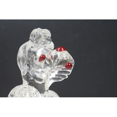 55 - 20th Century glass to include Art Deco pressed glass bird figural lid, mid Century poodle dog figuri... 