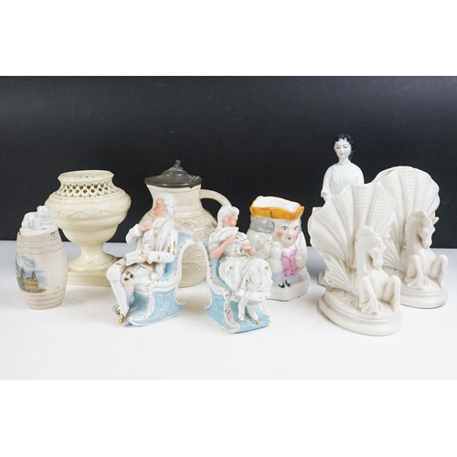 58 - Group of 19th century ceramics to include a Staffordshire pottery Toby jug (approx 13cm high), Staff... 
