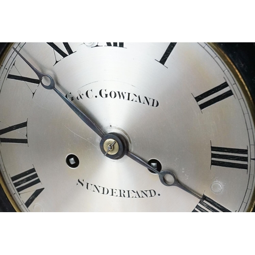 6 - 19th Century G & C Gowland Sunderland bracket clock having an ebonised wooden case with gilt details... 