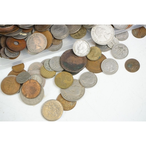 597 - A collection of mainly British pre decimal and foreign coins and banknotes to include pre decimal si... 