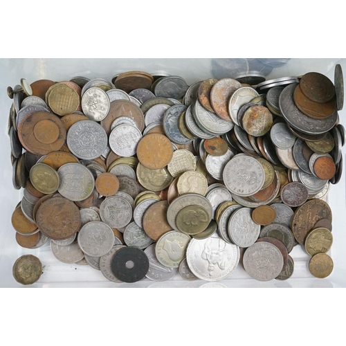 597 - A collection of mainly British pre decimal and foreign coins and banknotes to include pre decimal si... 