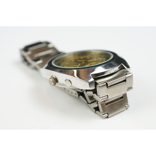 264 - Ricoh Automatic stainless steel gents wristwatch, date aperture, gold-coloured dial, Arabic numerals... 