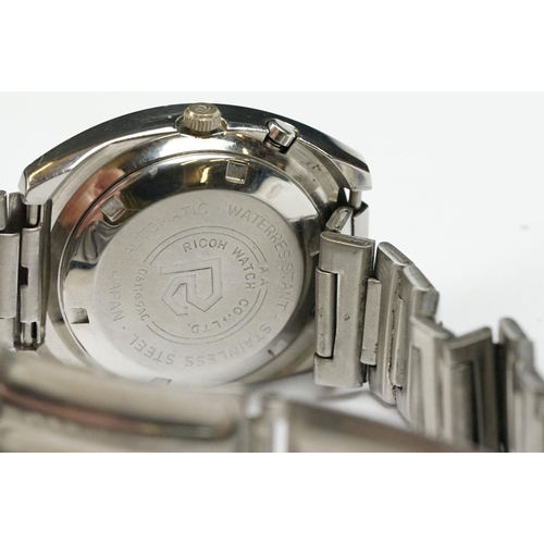 264 - Ricoh Automatic stainless steel gents wristwatch, date aperture, gold-coloured dial, Arabic numerals... 