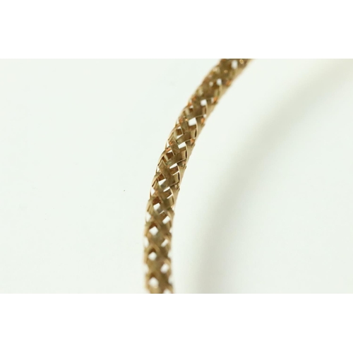 27 - 9ct yellow gold basket-style link necklace, lobster clasp with adjustable length chain, full length ... 