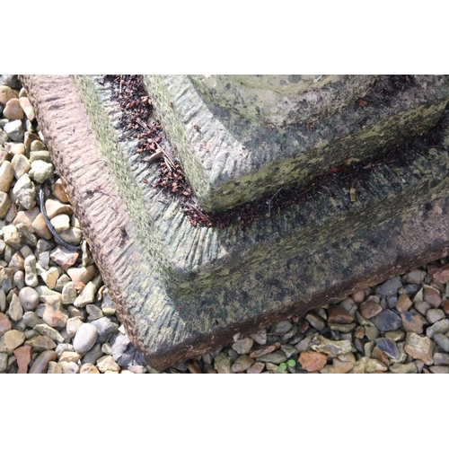 279 - Reconstituted stone garden urn, the bowl of shallow form, raised on a baluster column base. (Measure... 