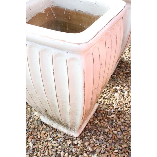 283 - Pair of large glazed terracotta garden planters of fluted tapering form (approx 67cm high)