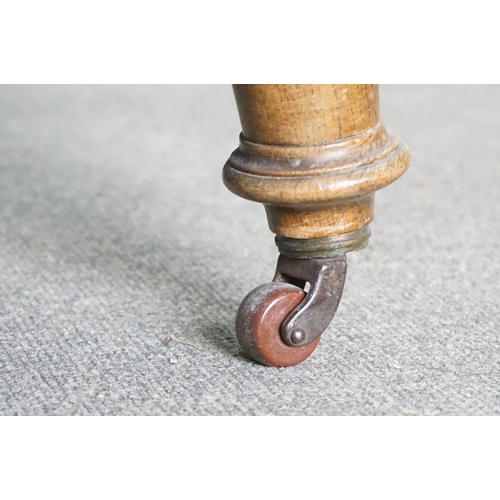 292 - Victorian Walnut Framed Chaise-lounge with green button back upholstery, raised on turned legs with ... 