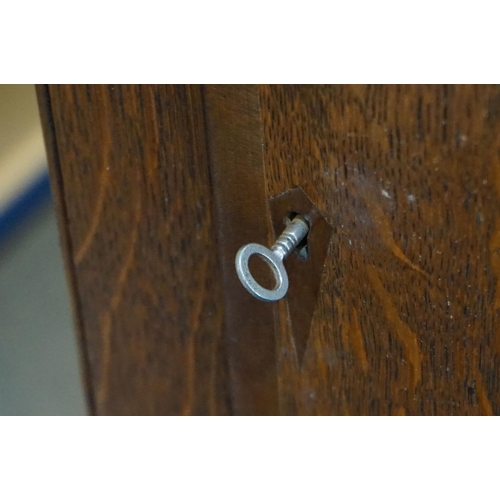 295 - 18th century Oak and Mahogany Longcase Clock, with swan break neck pediment, the square hood holding... 