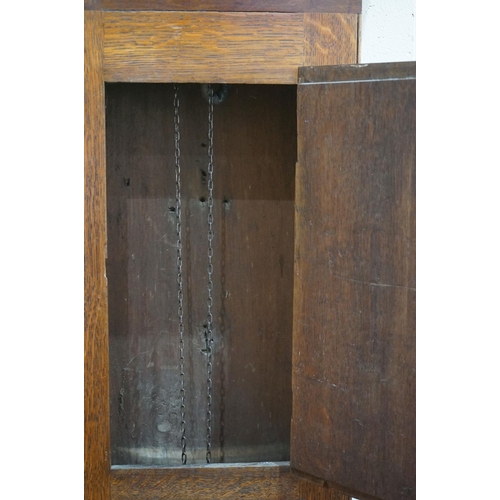 295 - 18th century Oak and Mahogany Longcase Clock, with swan break neck pediment, the square hood holding... 