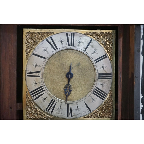 295 - 18th century Oak and Mahogany Longcase Clock, with swan break neck pediment, the square hood holding... 