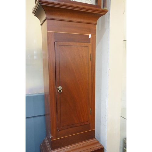 296 - 19th century Mahogany Longcase Clock, Wasbrough Duggan St. Bristol, with swan break neck pediment, t... 