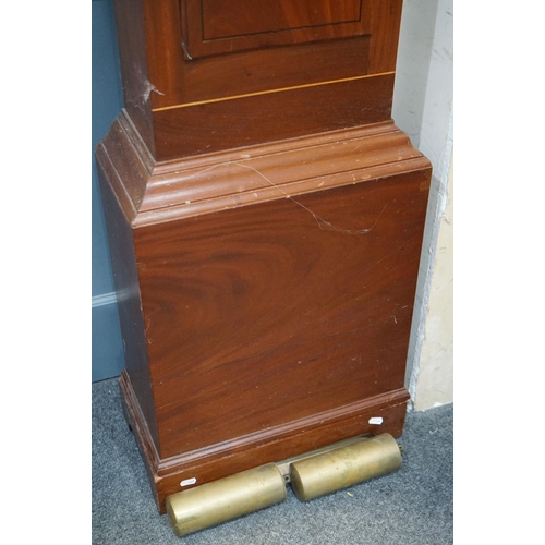 296 - 19th century Mahogany Longcase Clock, Wasbrough Duggan St. Bristol, with swan break neck pediment, t... 