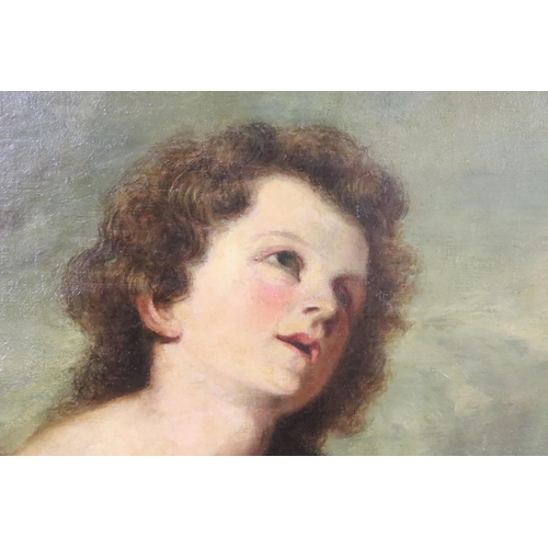 242 - After Bartolomé Esteban Murillo, St John the Baptist as a child, inscribed verso ' Murillo, San Juan... 