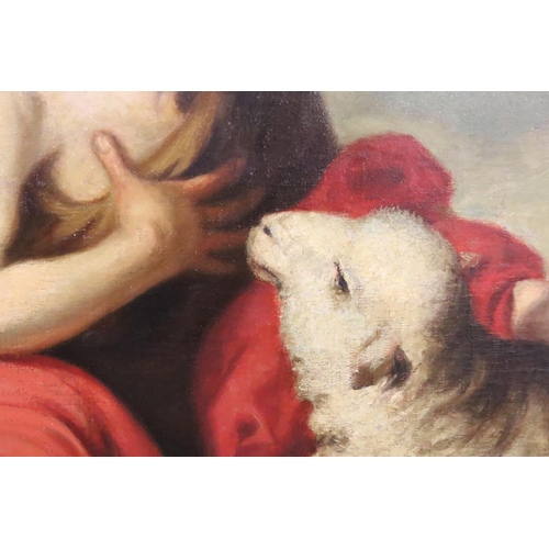 242 - After Bartolomé Esteban Murillo, St John the Baptist as a child, inscribed verso ' Murillo, San Juan... 