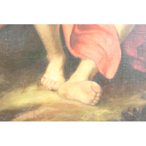 242 - After Bartolomé Esteban Murillo, St John the Baptist as a child, inscribed verso ' Murillo, San Juan... 