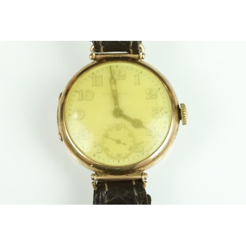 199A - Art Deco 9ct gold wrist watch (import marked 1930), a gold plated open face pocket watch, silver ing... 