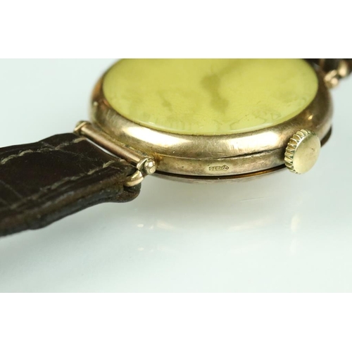 199A - Art Deco 9ct gold wrist watch (import marked 1930), a gold plated open face pocket watch, silver ing... 