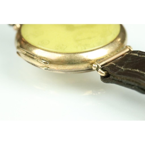 199A - Art Deco 9ct gold wrist watch (import marked 1930), a gold plated open face pocket watch, silver ing... 