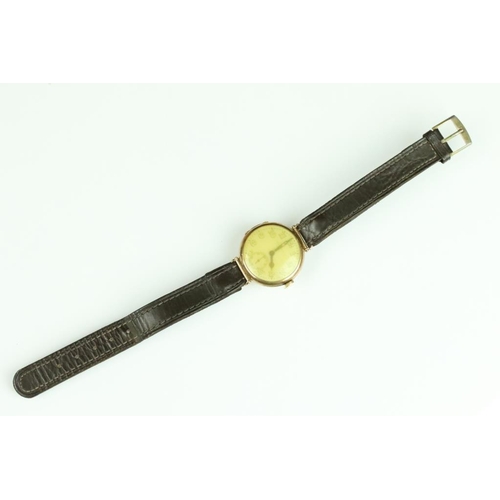 199A - Art Deco 9ct gold wrist watch (import marked 1930), a gold plated open face pocket watch, silver ing... 