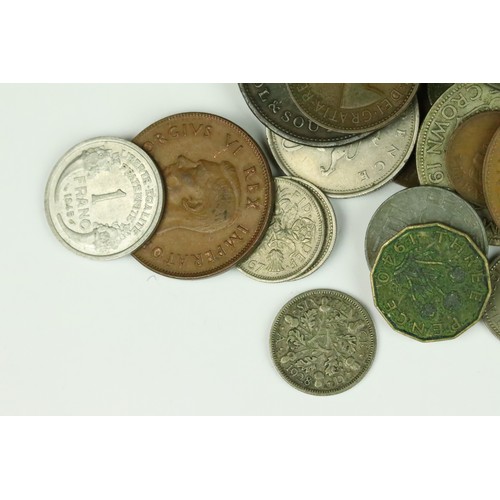 616 - A small collection of British pre decimal and foreign coins to include pre decimal silver, roman and... 