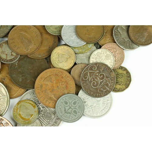 616 - A small collection of British pre decimal and foreign coins to include pre decimal silver, roman and... 