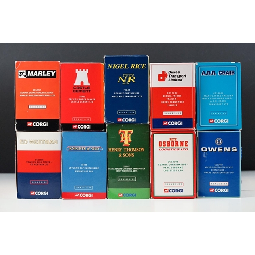 1008 - Ten boxed ltd edn 1/50 Corgi haulage diecast models to include CC12402 Owens (Road Services) Ltd, CC... 