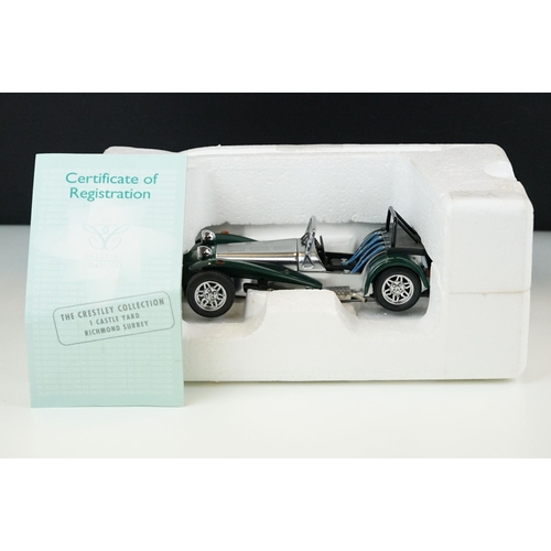 1024 - Two boxed Crestley Collection 1/18 diecast models to include MGB MK1 in British Racing Green and Cat... 