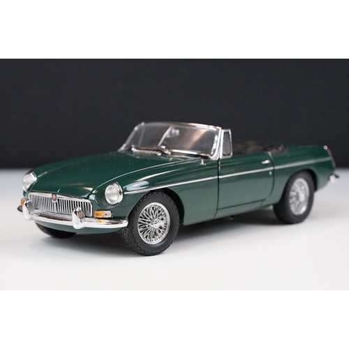 1024 - Two boxed Crestley Collection 1/18 diecast models to include MGB MK1 in British Racing Green and Cat... 