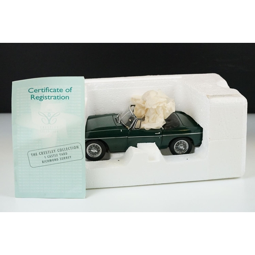 1024 - Two boxed Crestley Collection 1/18 diecast models to include MGB MK1 in British Racing Green and Cat... 