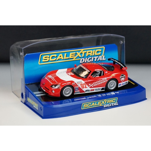 1057 - Six cased Scalextric slot cars to include C3080 Ferrari F430 GT2 Krohn Racing ,C2644D Aston Martin D... 